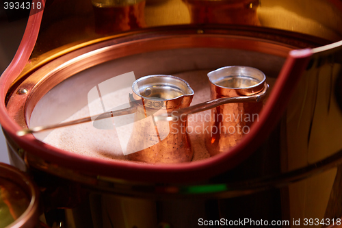 Image of Two cute pots to prepare Turkish coffee