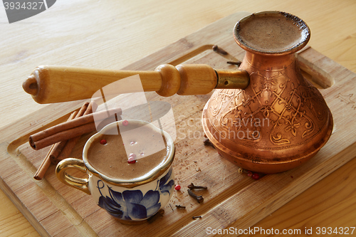 Image of cup of turkish coffee on the table