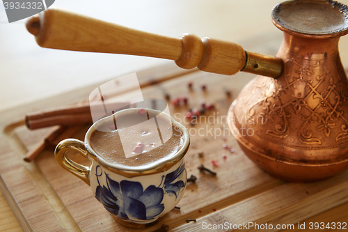 Image of cup of turkish coffee on the table