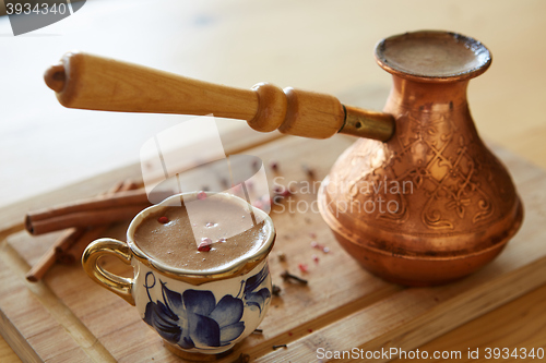 Image of cup of turkish coffee on the table