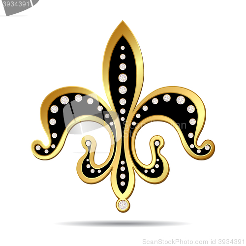 Image of Black fleur-de-lis with a gold rim