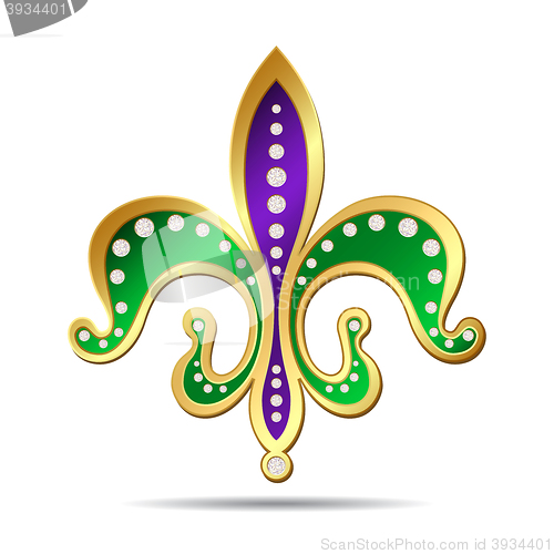 Image of Golden, purple and green fleur-de-lis