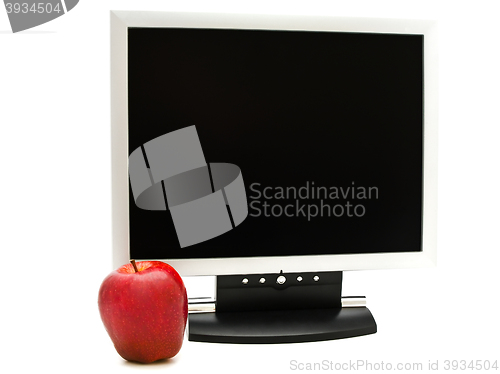 Image of Red Apple And Monitor 