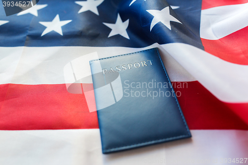 Image of close up of american flag and passport