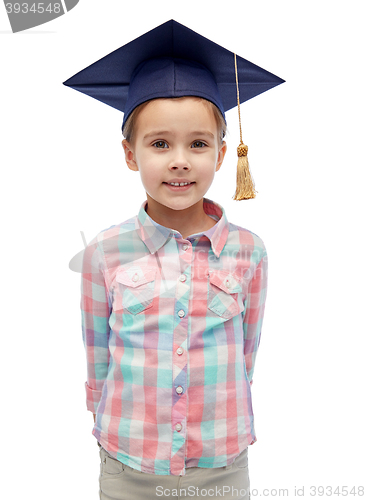 Image of happy girl in bachelor hat or mortarboard