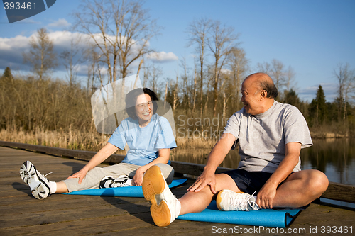 Image of Senior couple exercise