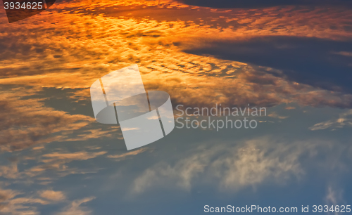 Image of Skyscape with orange clouds