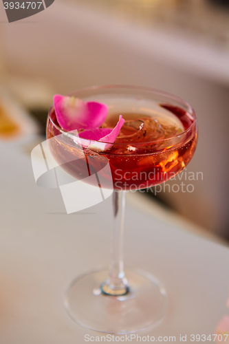 Image of Pink Cocktail with fresh rose petals