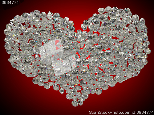 Image of Sparkling gems or diamonds heart shape 