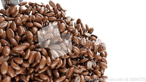 Image of roasted coffee grains falling and mixing 