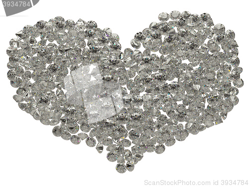 Image of Large sparkling diamonds heart shape isolated 