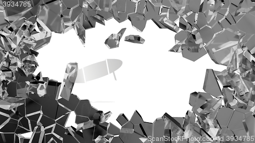 Image of Shattered or smashed glass: sharp Pieces on white