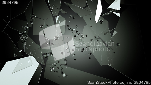 Image of Shattered or Splitted glass Pieces on black