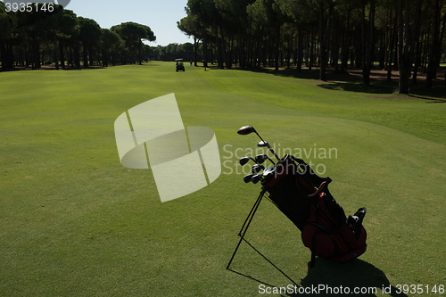 Image of golf bag on course