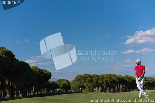 Image of handsome middle eastern golf player portrait at course