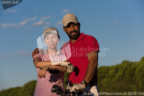 Image of portrait of couple on golf course