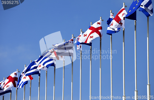 Image of Flags of Georgia, Adjara and European Union