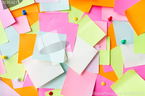 Image of close up of colorful paper stickers