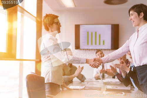 Image of business womans handshake