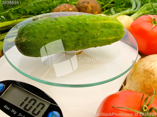 Image of cucumber on the scales