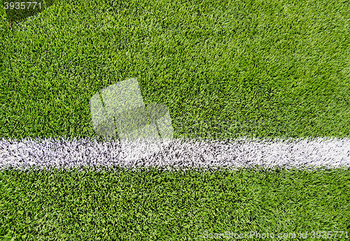 Image of close up of football field with line and grass