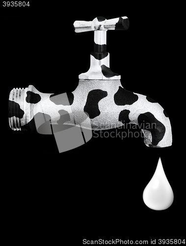 Image of cow tap with milk