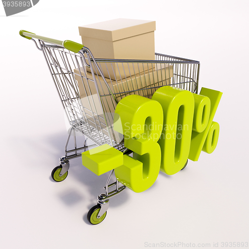 Image of Shopping cart and percentage sign, 30 percent