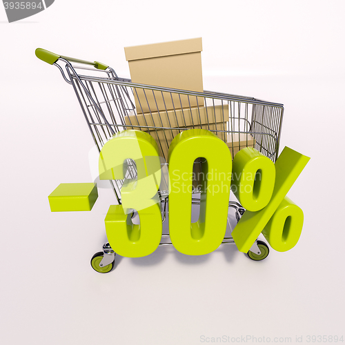 Image of Shopping cart and percentage sign, 30 percent