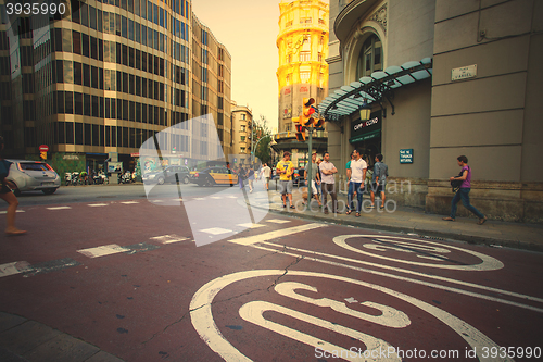 Image of crossroads placa de l\'Angel, Barcelona, Spain