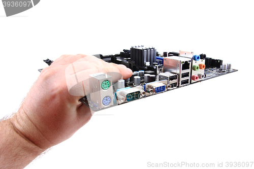 Image of motherboard in human hand