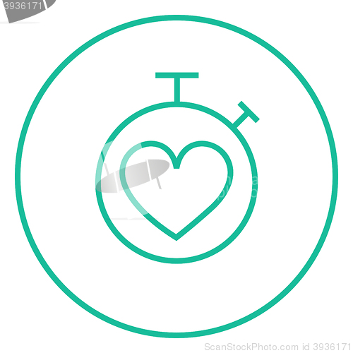 Image of Stopwatch with heart sign line icon.