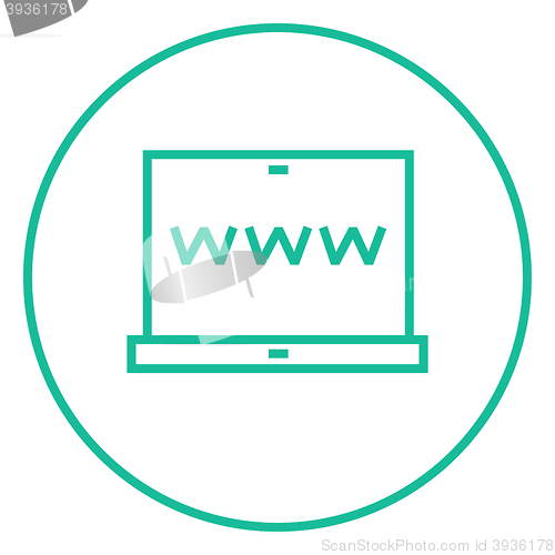 Image of Website on laptop screen line icon.