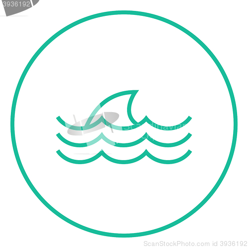 Image of Dorsal shark fin above water line icon.