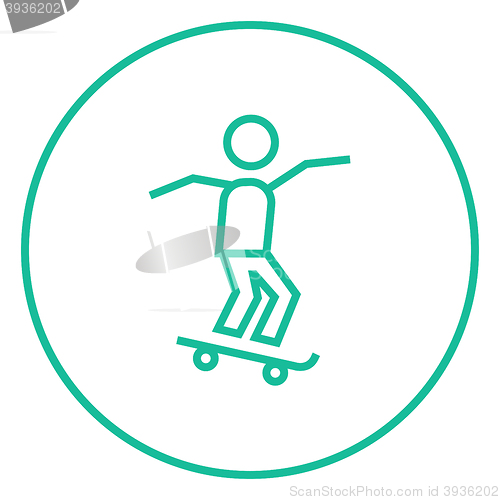 Image of Man riding on skateboard  line icon.