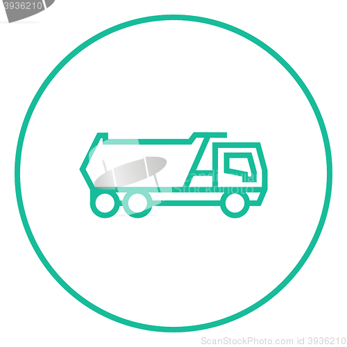 Image of Dump truck line icon.