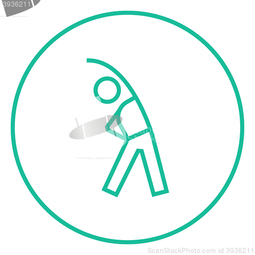 Image of Man making exercises line icon.
