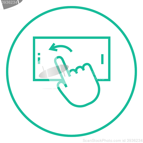 Image of Finger touching smartphone line icon.