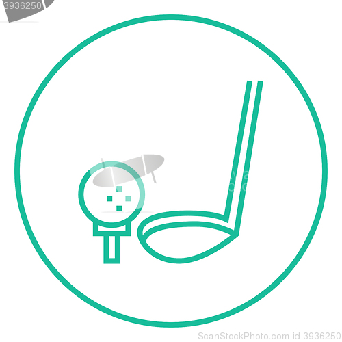 Image of Golf ball and putter line icon.