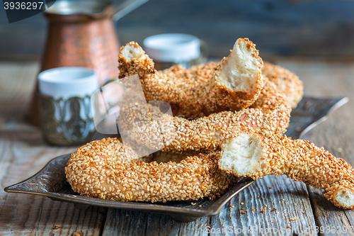 Image of Turkish bagels with sesame seeds.