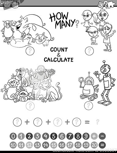 Image of math kids avtivity coloring page