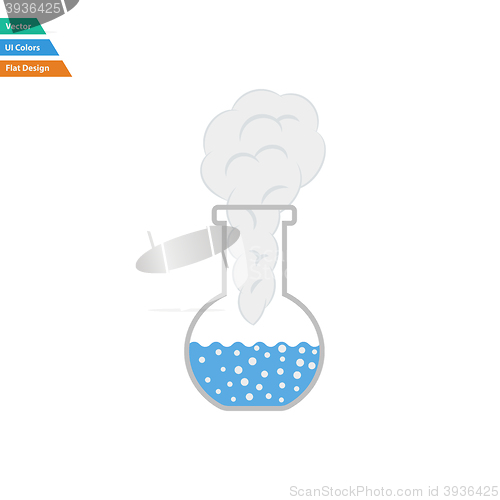 Image of Flat design icon of chemistry bulb with reaction inside