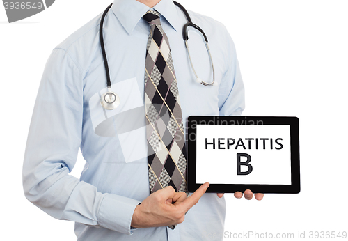 Image of Doctor holding tablet - Hepatitis B