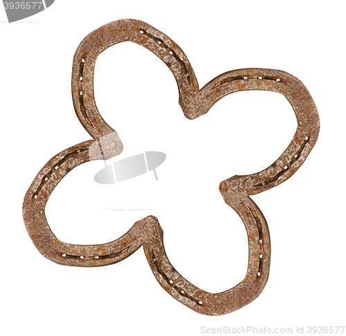 Image of Horseshoes forming a clover leaf