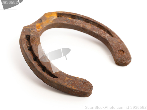 Image of Old rusty horseshoe, selective focus