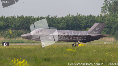 Image of LEEUWARDEN, THE NETHERLANDS -MAY 26: F-35 fighter during it\'s fi