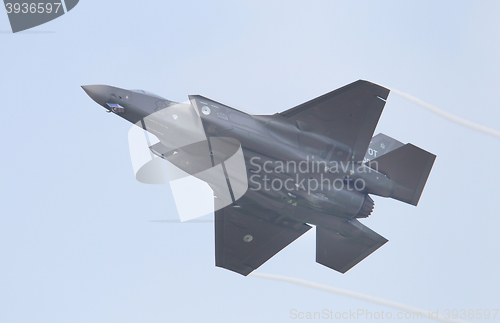 Image of LEEUWARDEN, THE NETHERLANDS -MAY 26: F-35 fighter during it\'s fi