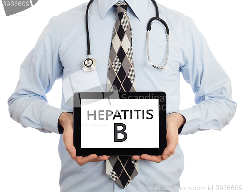 Image of Doctor holding tablet - Hepatitis B