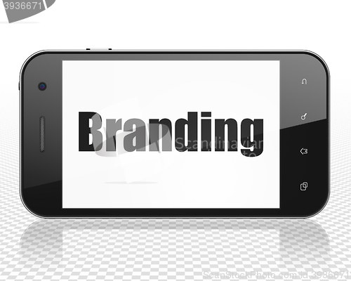 Image of Advertising concept: Smartphone with Branding on display