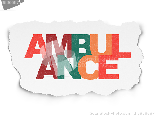 Image of Health concept: Ambulance on Torn Paper background