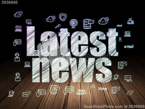 Image of News concept: Latest News in grunge dark room